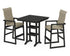 POLYWOOD EDGE Woven Highback 3-Piece Farmhouse Bar Set with Trestle Legs in Black / Dune Grass