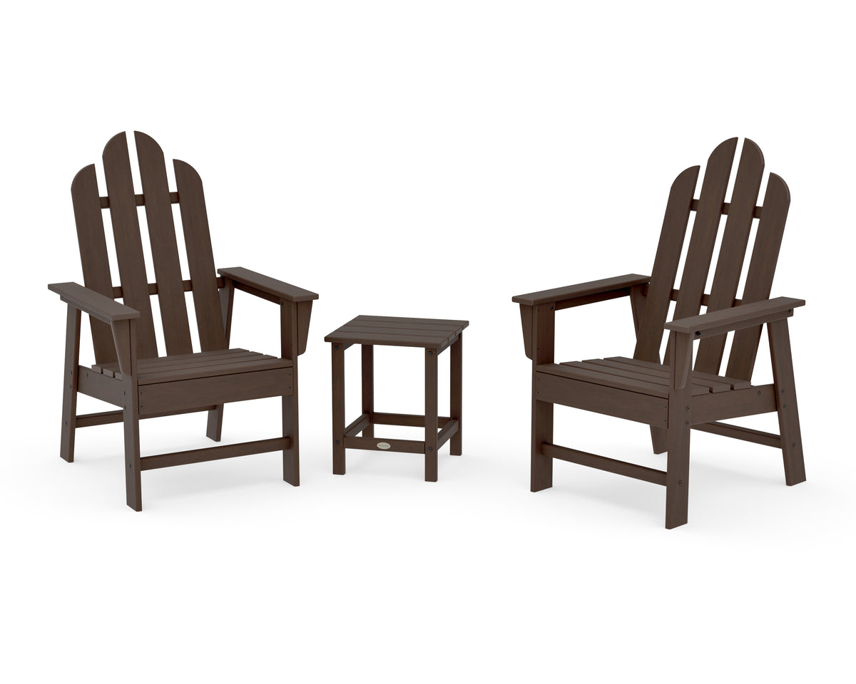 POLYWOOD Long Island 3-Piece Upright Adirondack Chair Set in Kona
