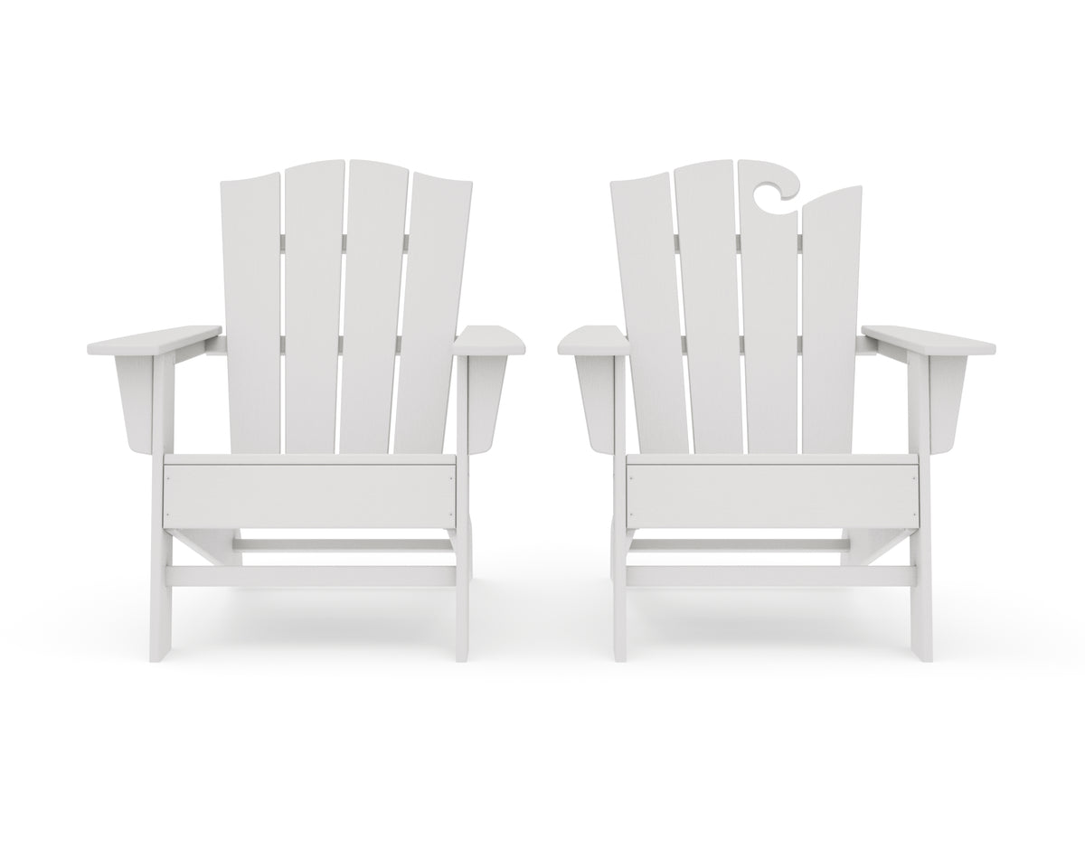 POLYWOOD Wave 2-Piece Adirondack Chair Set with The Crest Chair in Vintage White