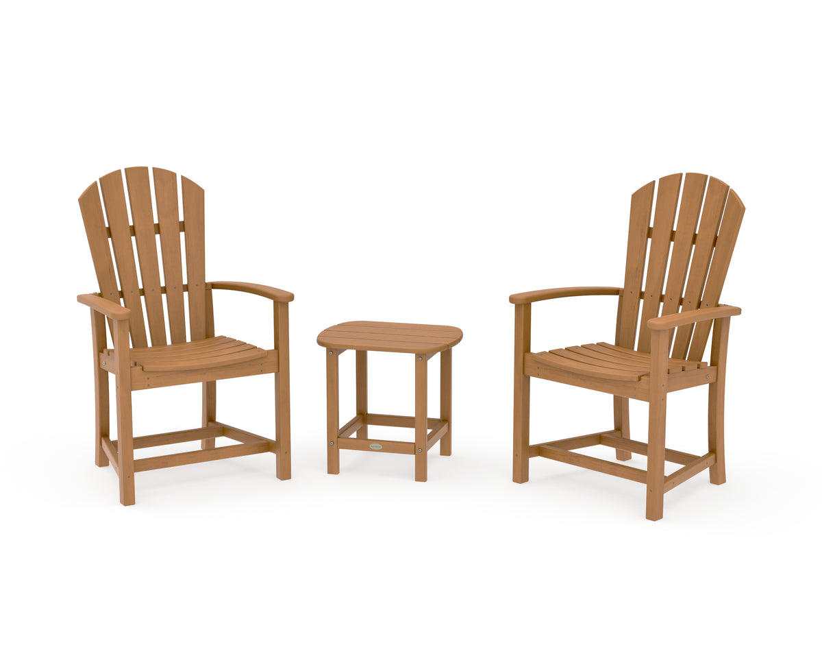POLYWOOD Palm Coast 3-Piece Upright Adirondack Chair Set in Natural