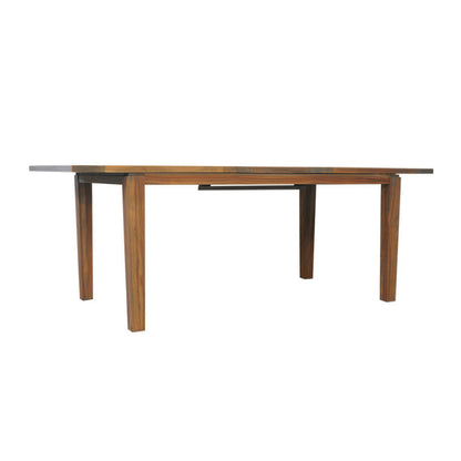 Lloyd Flanders Teak 63-84" Butterfly Leaf Umbrella Dining Table, lifestyle photo 1