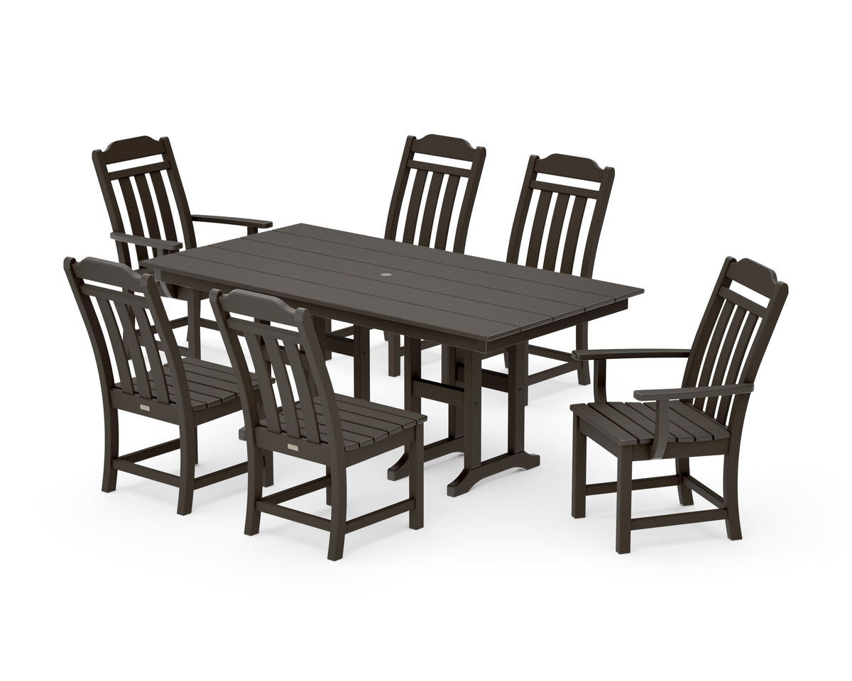 POLYWOOD Cottage 7-Piece Farmhouse Dining Set in Vintage Coffee