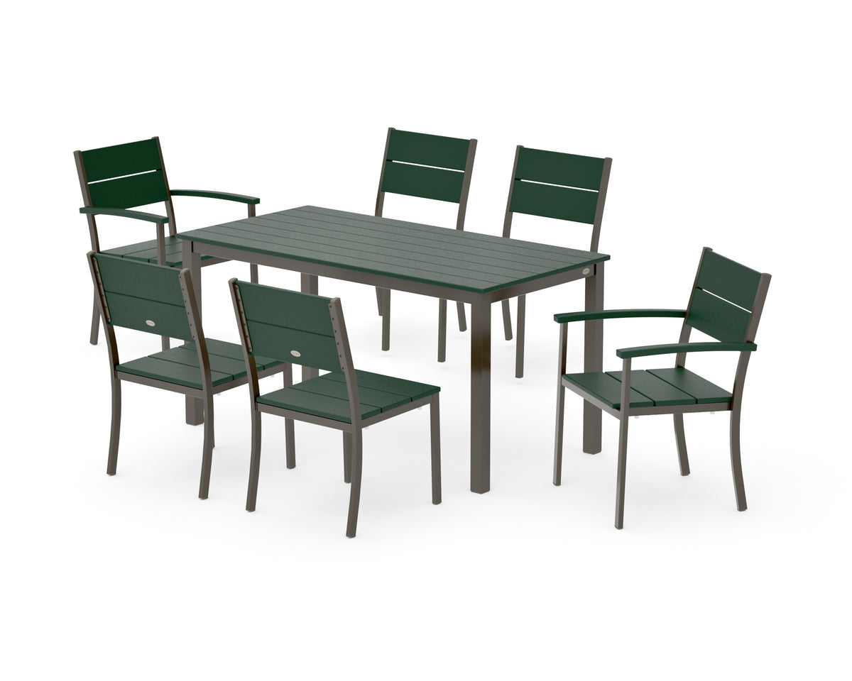 POLYWOOD Main Street 7-Piece Dining Set with Main Street 30 x 60 Dining Table in Bronze / Green