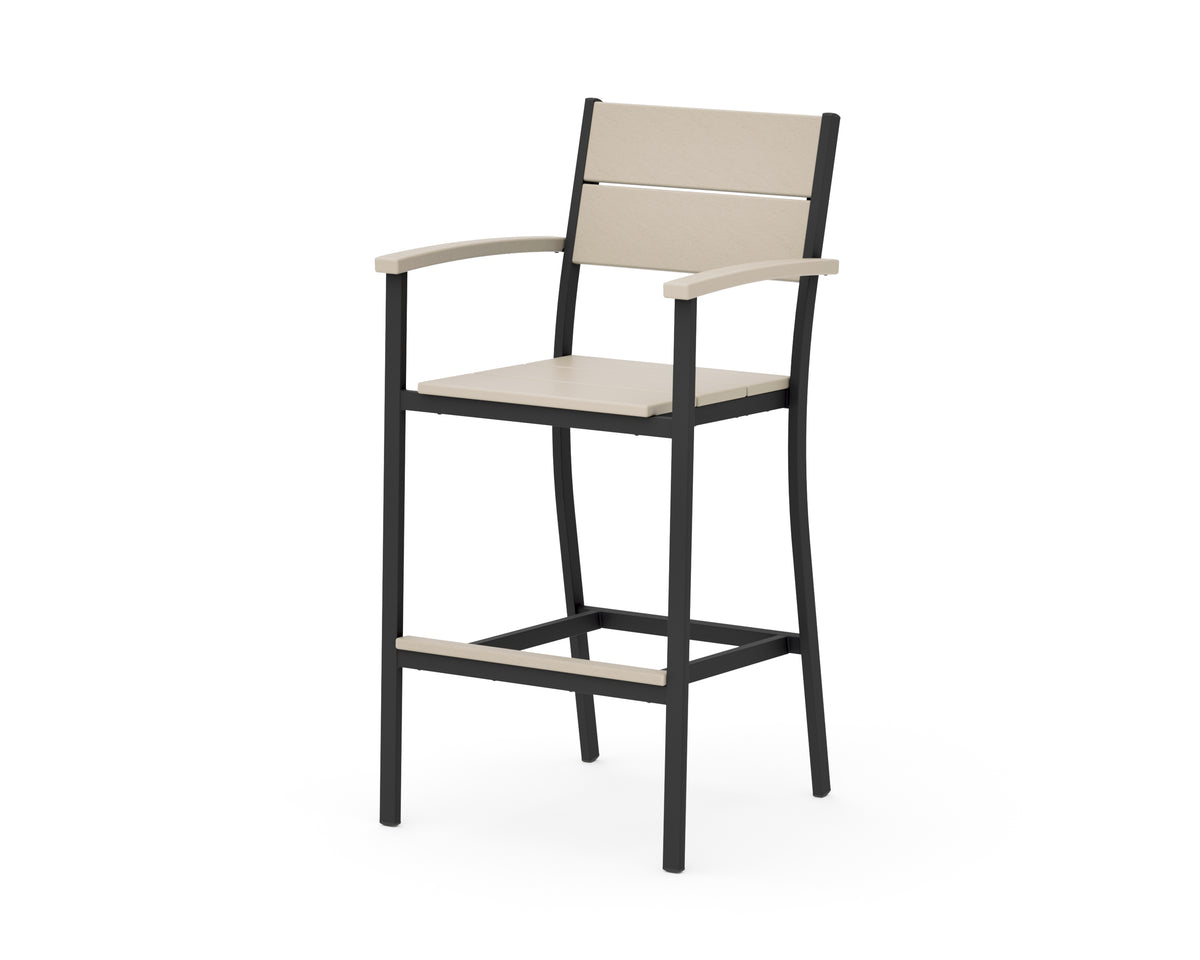 POLYWOOD Main Street Bar Arm Chair in Black / Sand