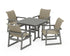 POLYWOOD EDGE Woven 5-Piece Farmhouse Dining Set in Slate Grey / Dune Grass