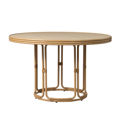 Lloyd Flanders Riviera 48" Round Dining Table with Travertine Top, lifestyle photo 2
