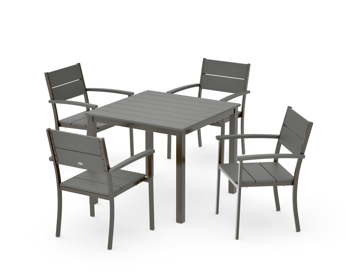 POLYWOOD Main Street 5-Piece Dining Set with Main Street 36" x 36" Dining Table in Bronze / Slate Grey