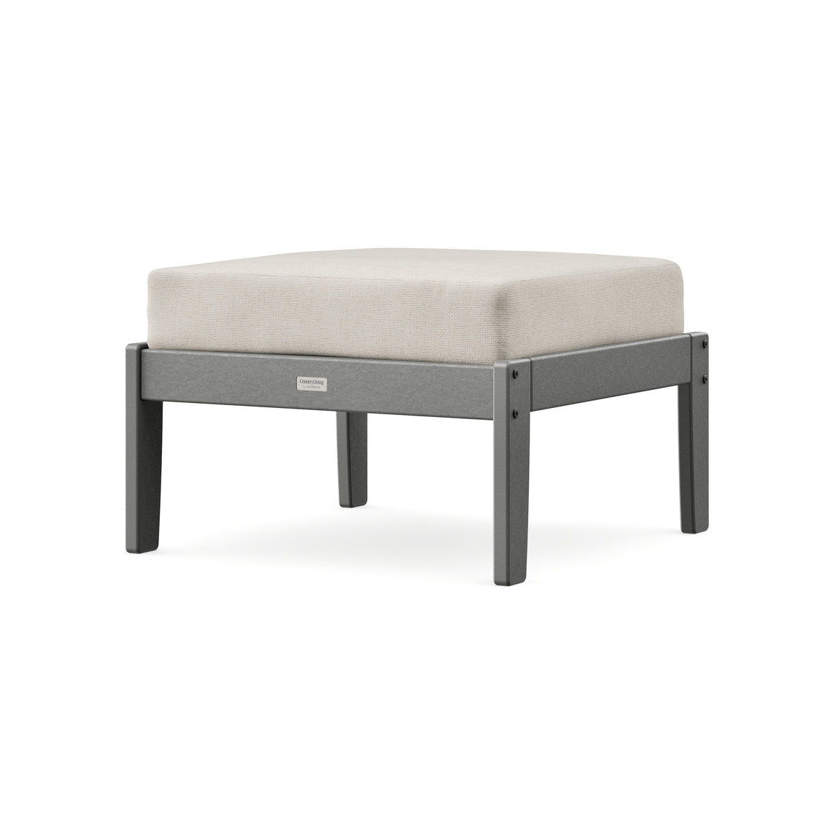 POLYWOOD Cottage Deep Seating Ottoman in Slate Grey / Dune Burlap