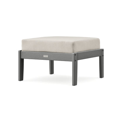 POLYWOOD Cottage Deep Seating Ottoman in Slate Grey / Dune Burlap