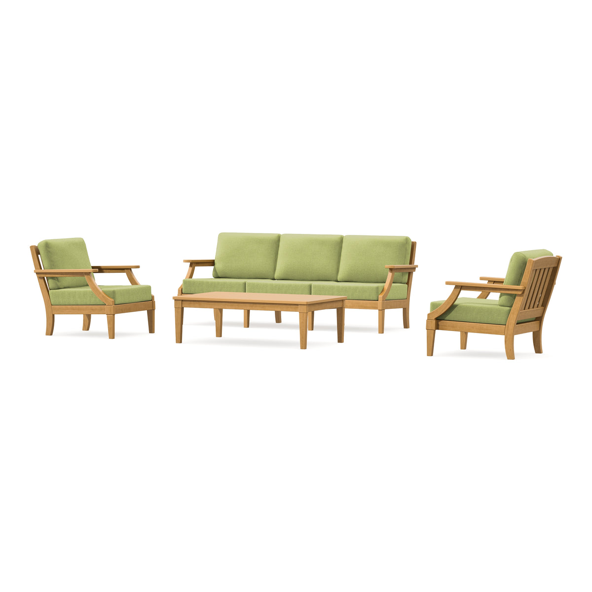 POLYWOOD PW Designer Series Estate 4-Piece Lounge Sofa Set in Natural / Chartreuse Boucle