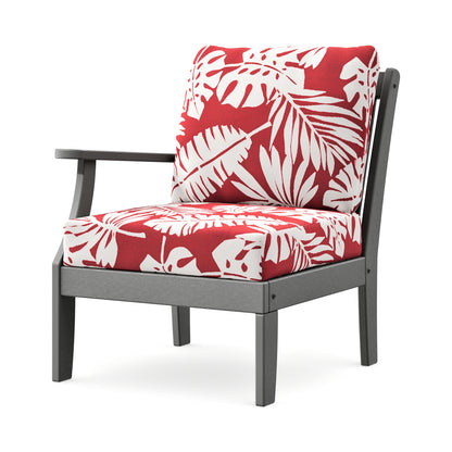 POLYWOOD Braxton Modular Left Arm Chair in Slate Grey / Leaf Crimson