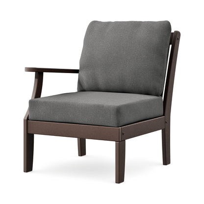 POLYWOOD Braxton Modular Left Arm Chair in Mahogany / Ash Charcoal