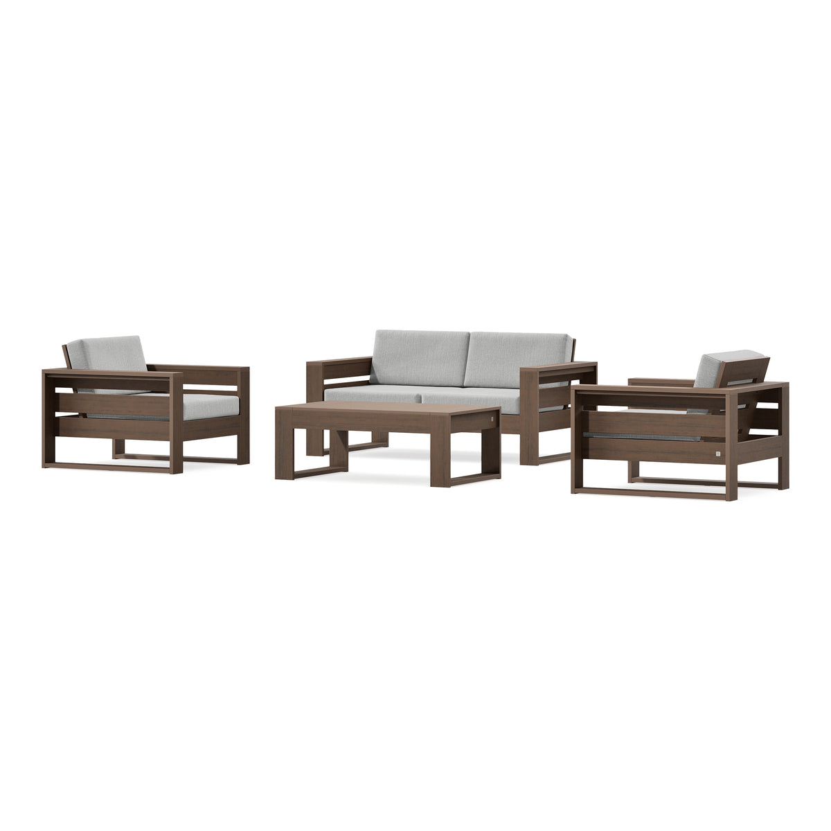 POLYWOOD PW Designer Series Latitude 4-Piece Lounge Loveseat Set in Kona / Granite