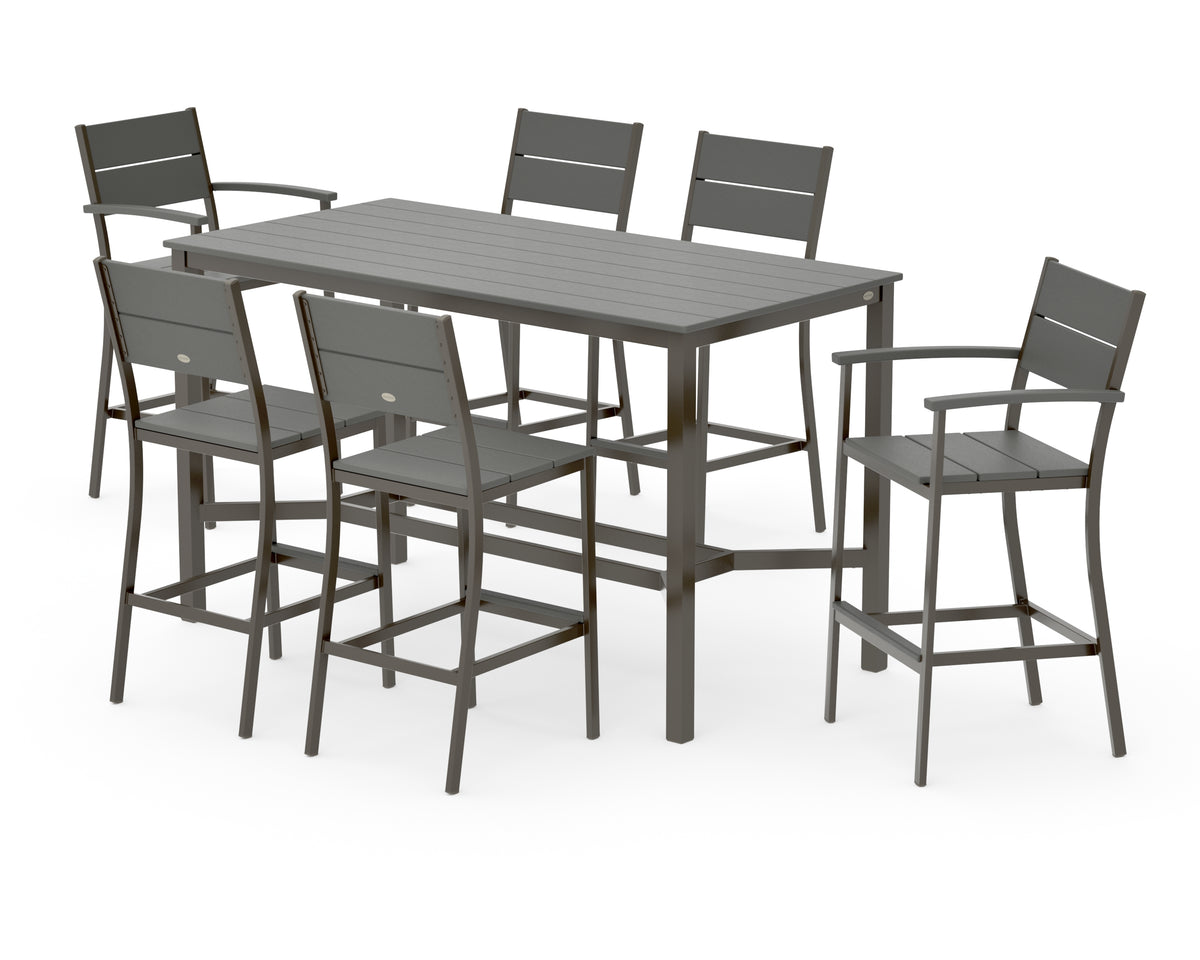 POLYWOOD Main Street 7-Piece Bar Set in Bronze / Slate Grey