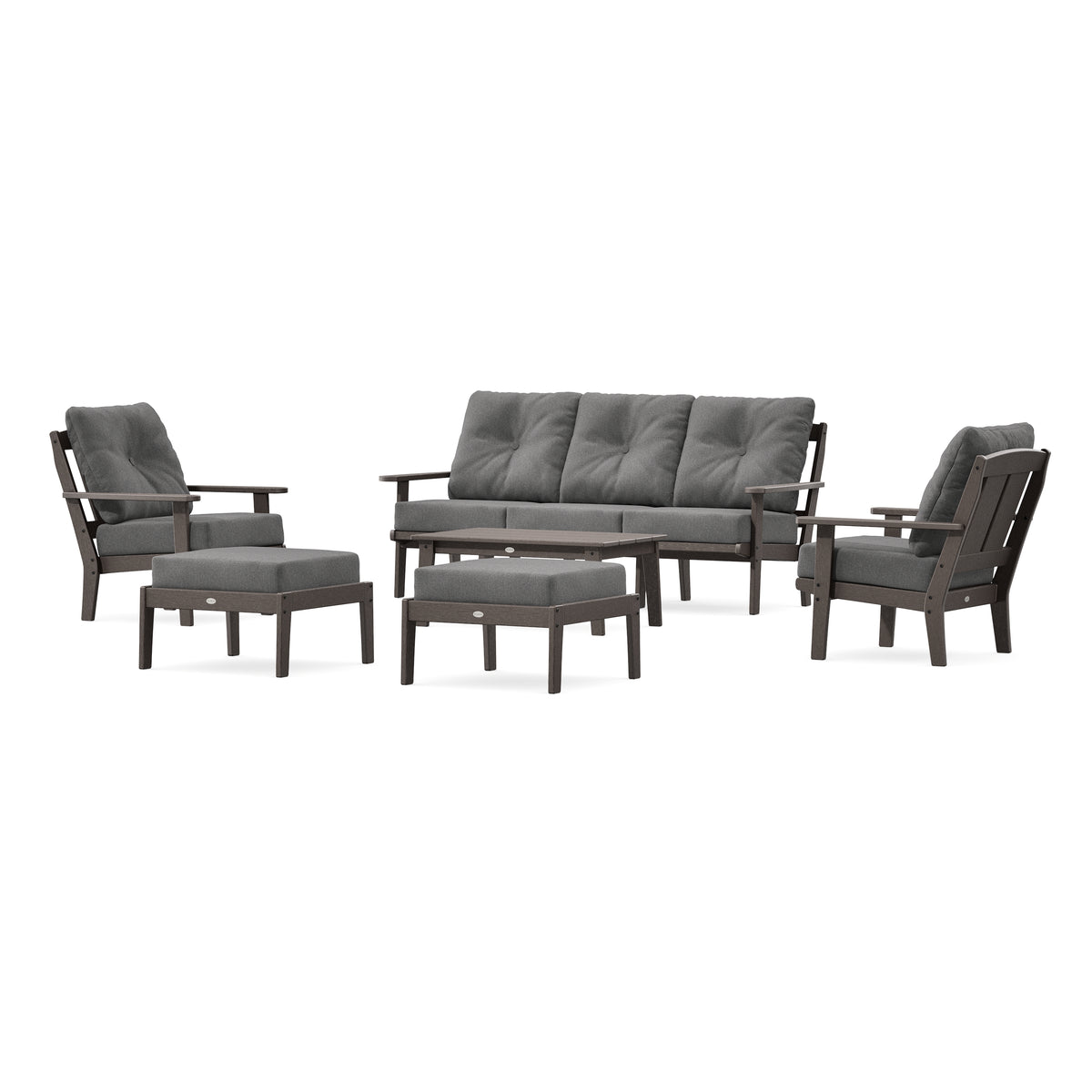 POLYWOOD Mission 6-Piece Lounge Sofa Set in Vintage Coffee