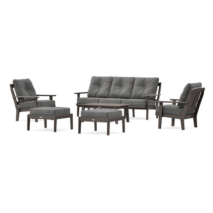 POLYWOOD Mission 6-Piece Lounge Sofa Set in Vintage Coffee