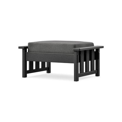 POLYWOOD Acadia Deep Seating Ottoman in Black / Ash Charcoal