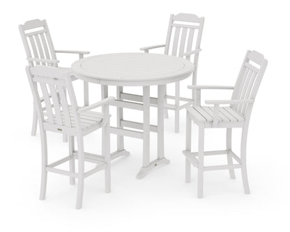 POLYWOOD Cottage 5-Piece Round Bar Set in Vintage White