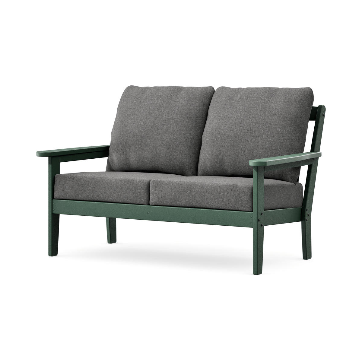 POLYWOOD Cottage Deep Seating Loveseat in Green / Ash Charcoal