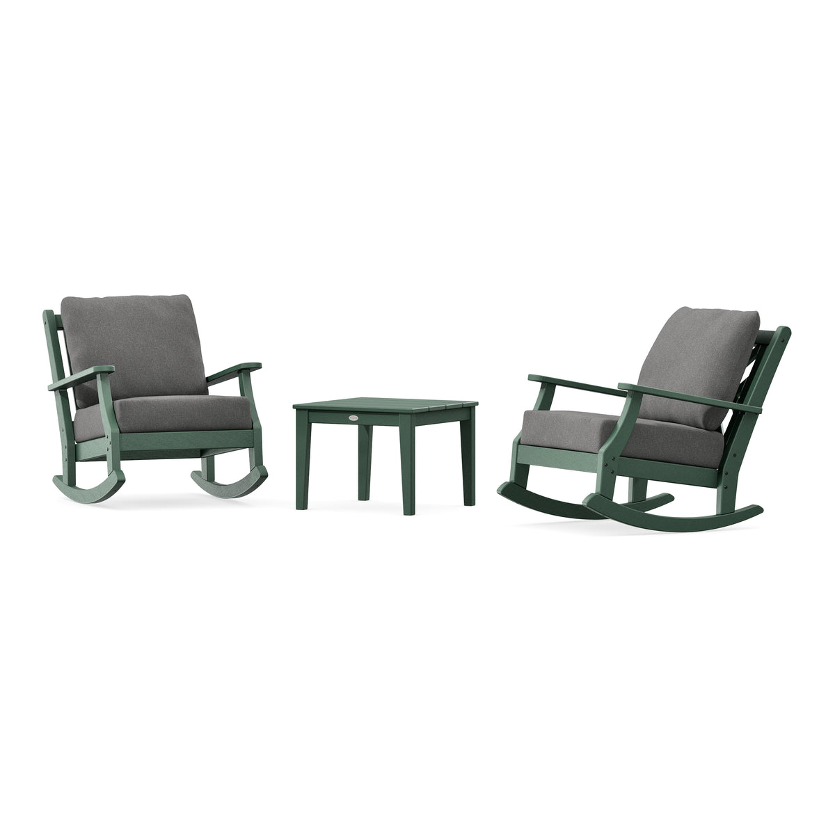 POLYWOOD Country Living Wovendale 3-Piece Deep Seating Rocker Set in Green
