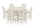 POLYWOOD Savannah 7-Piece Arm Chair Round Farmhouse Bar Set in Sand