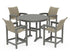 POLYWOOD Coastal Woven 5-Piece Round Counter Set in Slate Grey / Dune Grass