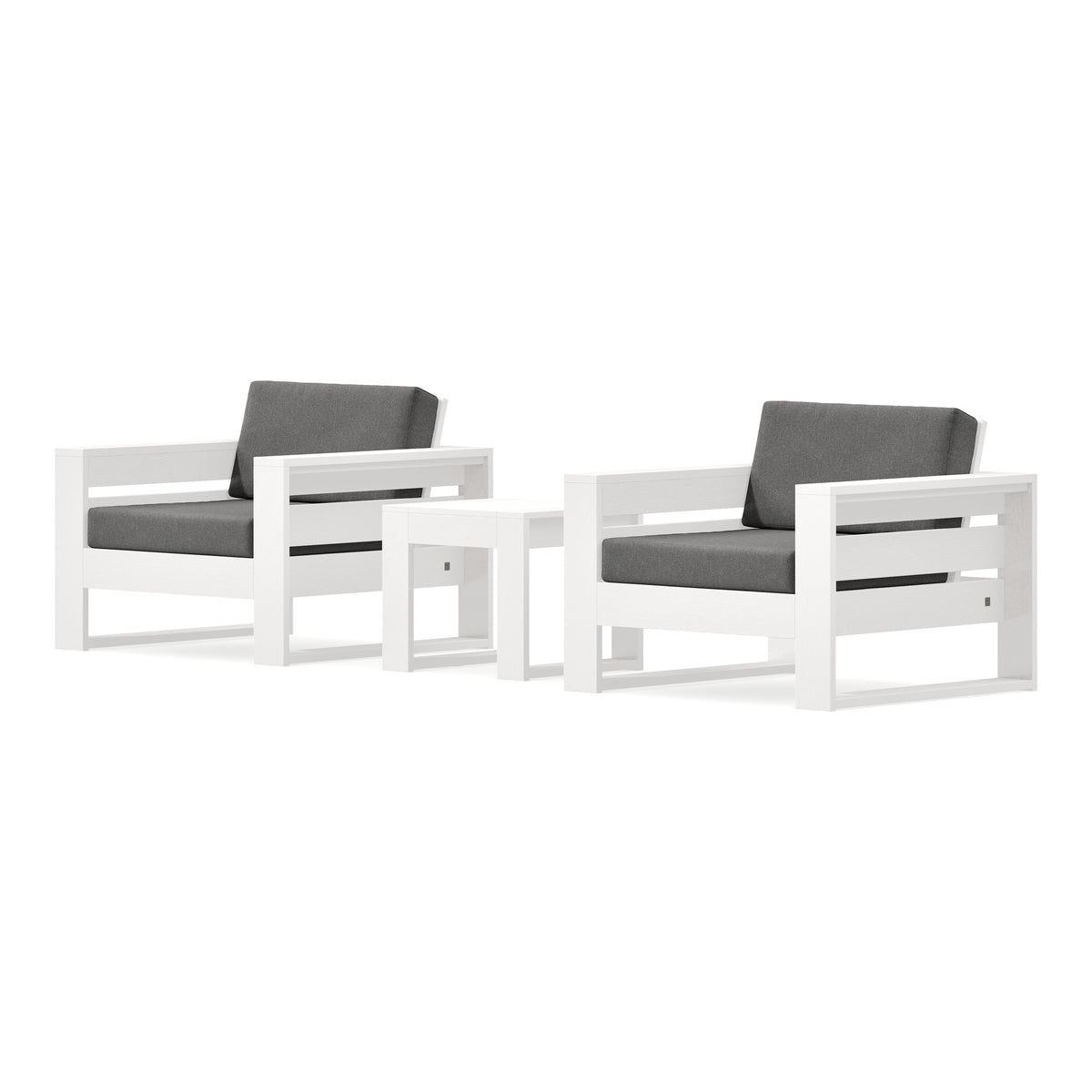 POLYWOOD PW Designer Series Latitude 3-Piece Lounge Chair Set in Vintage White / Ash Charcoal
