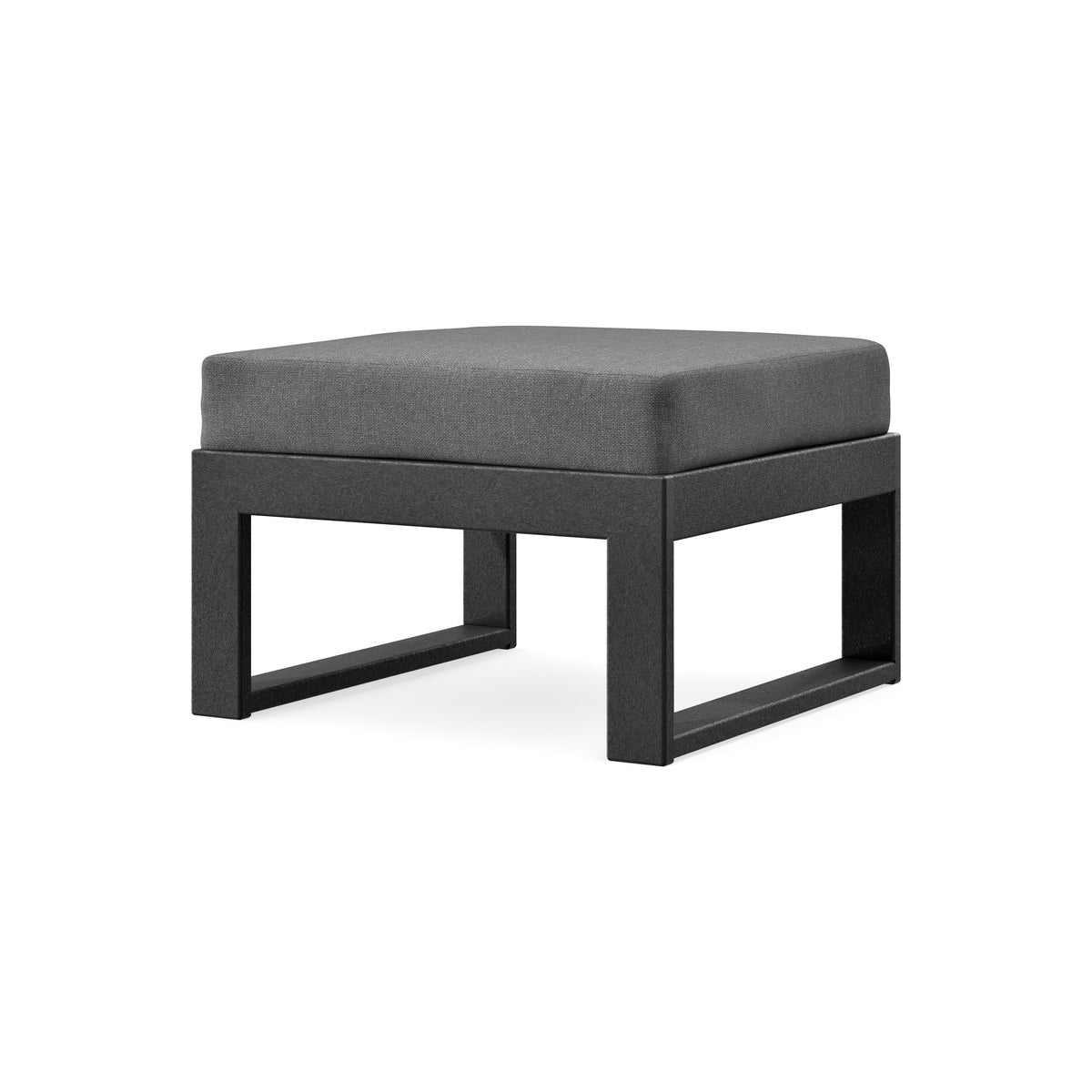POLYWOOD Modular Ottoman - Modern in Black / Ash Charcoal
