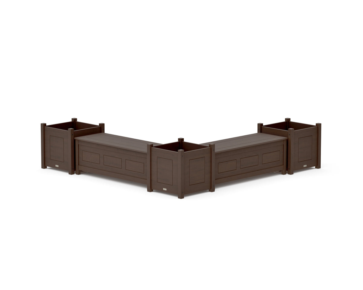 POLYWOOD 48" Country Living L-Shaped Planter Storage Bench Corner Set - Large in Kona
