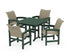 POLYWOOD Coastal Woven 5-Piece Farmhouse Dining Set in Green / Dune Grass