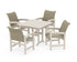 POLYWOOD Coastal Woven 5-Piece Farmhouse Dining Set in Sand / Dune Grass