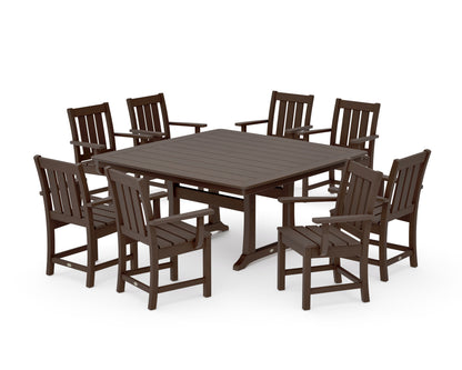 POLYWOOD Oxford 9-Piece Square Dining Set with Trestle Legs in Kona