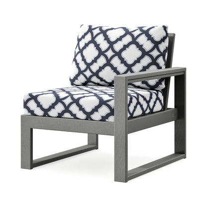 POLYWOOD EDGE Modular Right Arm Chair in Slate Grey / Trellis Navy