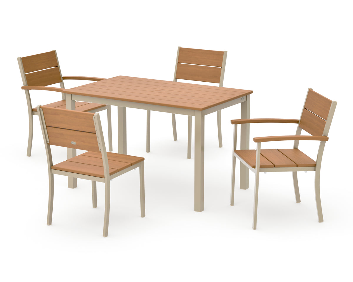 POLYWOOD Main Street 5-Piece Dining Set with Main Street 30 x 48 Dining Table in Sand / Natural