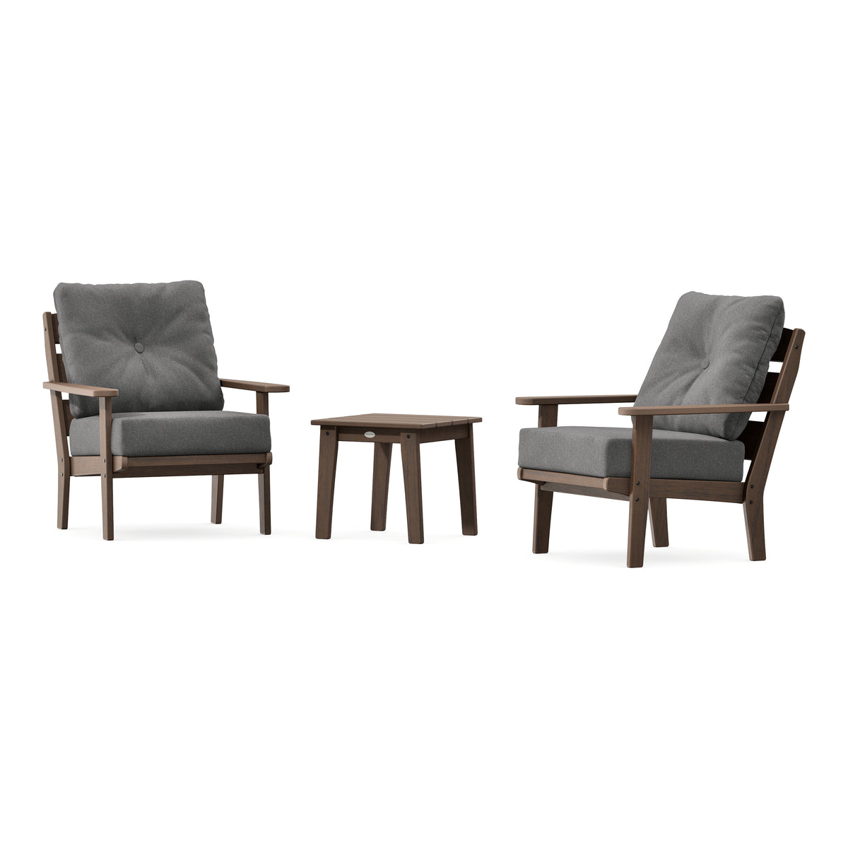 POLYWOOD Lakeside 3-Piece Deep Seating Chair Set in Kona