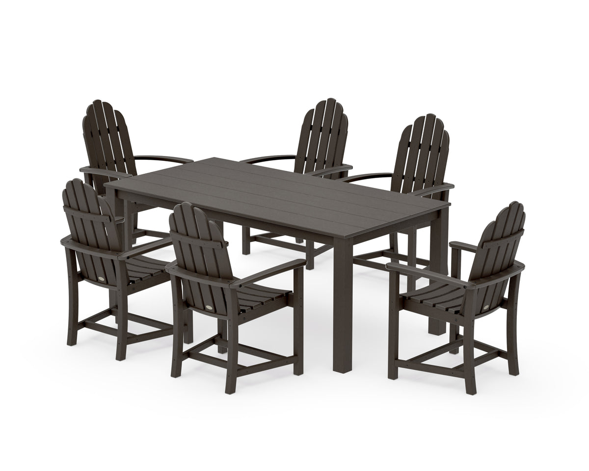 POLYWOOD Classic Adirondack 7-Piece Parsons Dining Set in Vintage Coffee