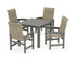 POLYWOOD Coastal Woven High-Back 5-Piece Parsons Dining Set in Slate Grey / Dune Grass