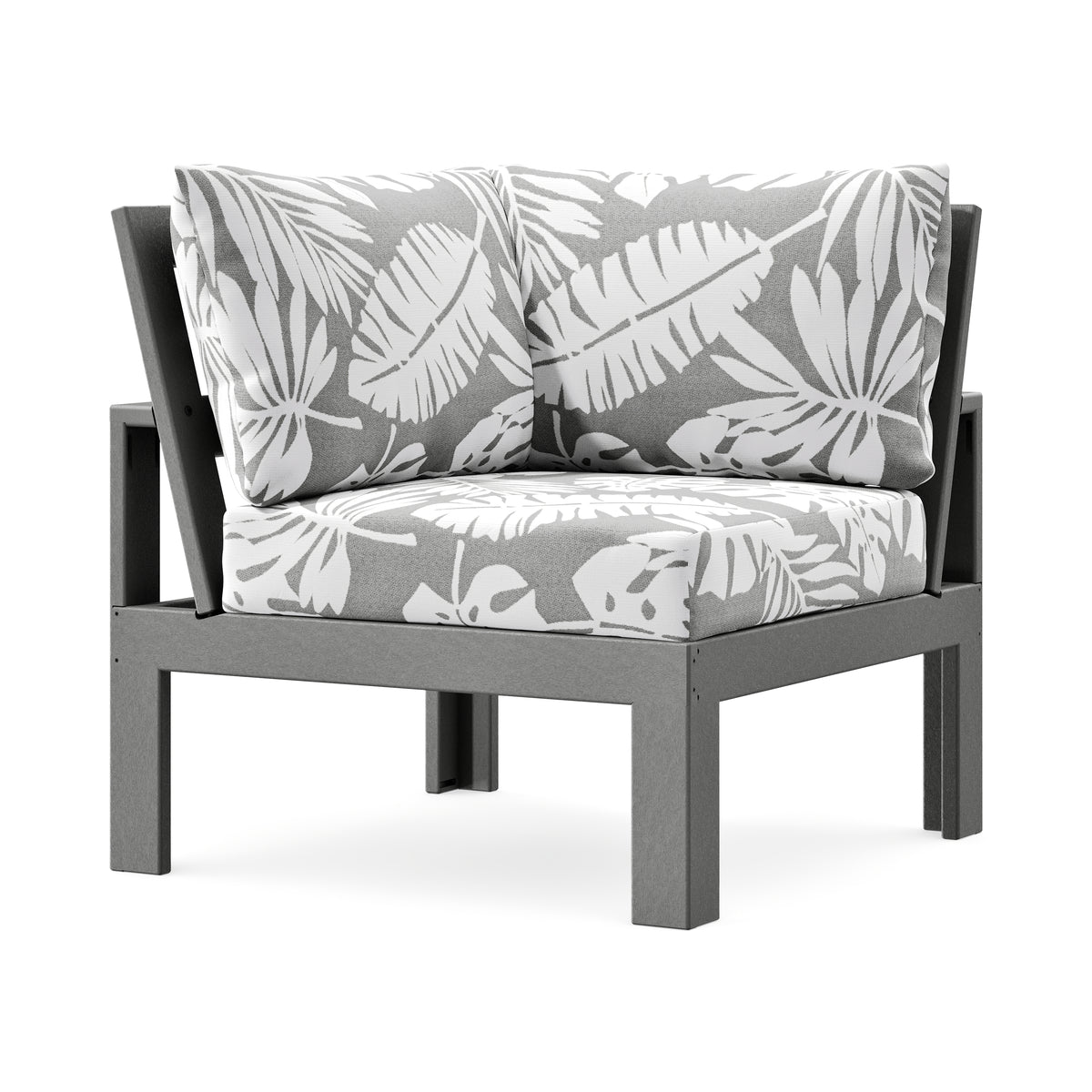 POLYWOOD Modular Corner Chair in Slate Grey / Leaf Grey Mist