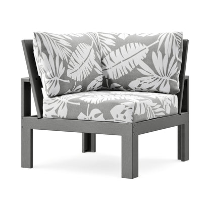 POLYWOOD Modular Corner Chair in Slate Grey / Leaf Grey Mist