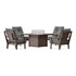POLYWOOD Prairie 5-Piece Deep Seating Set with Fire Pit Table in Mahogany