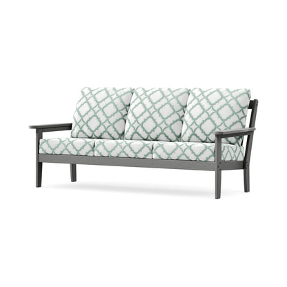 POLYWOOD Cottage Deep Seating Sofa in Slate Grey / Trellis Glacier Spa