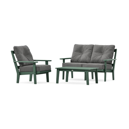 POLYWOOD Prairie 3-Piece Deep Seating Set with Loveseat in Green