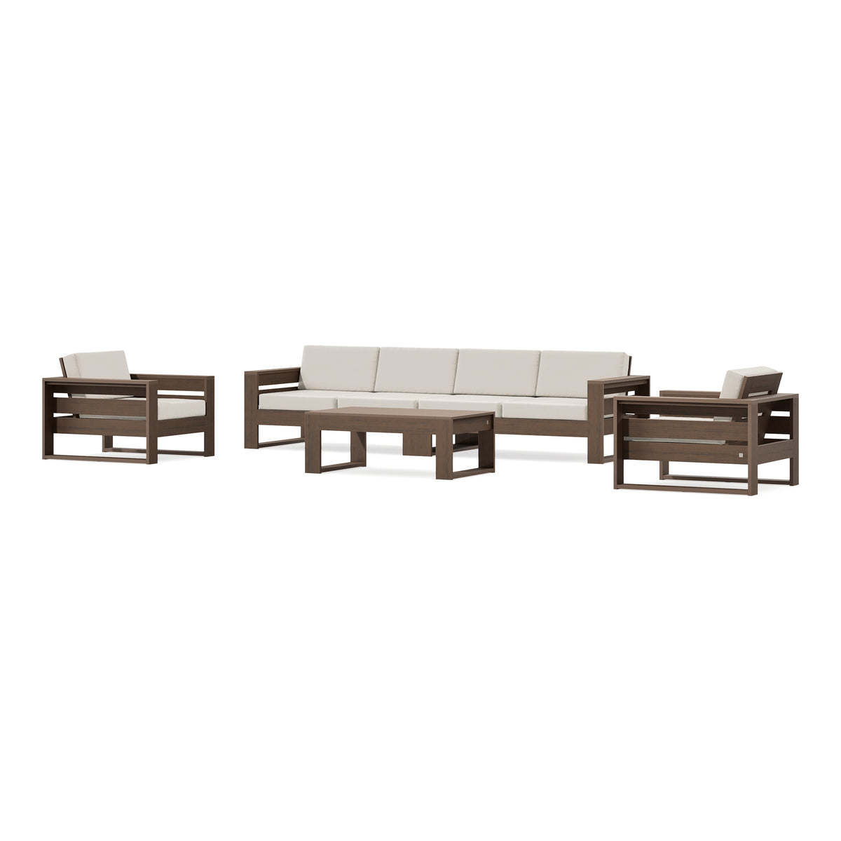 POLYWOOD PW Designer Series Latitude 5-Piece Lounge Sofa Set in Kona / Dune Burlap