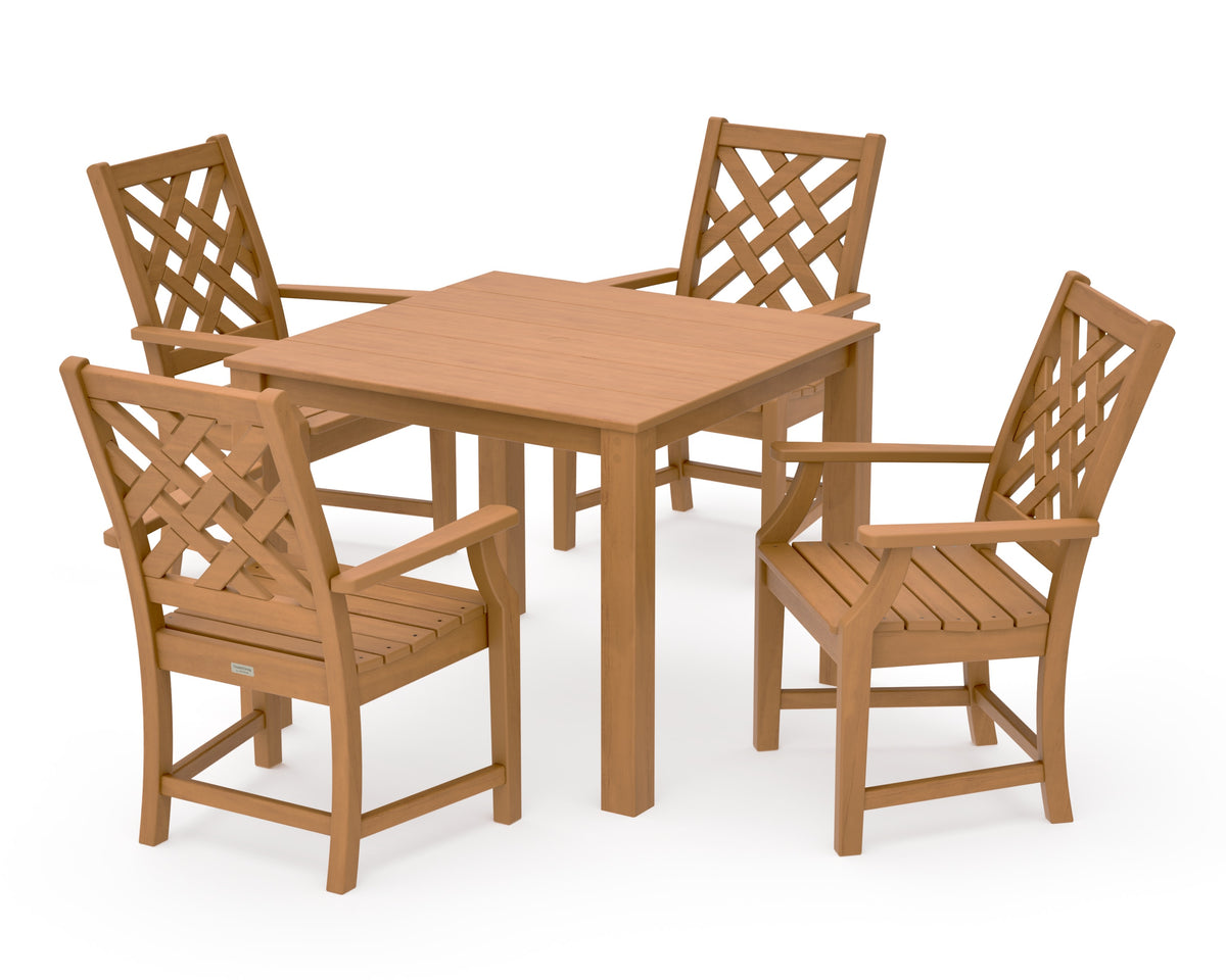 POLYWOOD Wovendale 5-Piece Parsons Dining Set in Natural