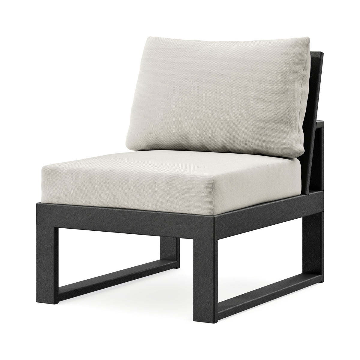 POLYWOOD Modular Armless Chair in Black / Blend Linen