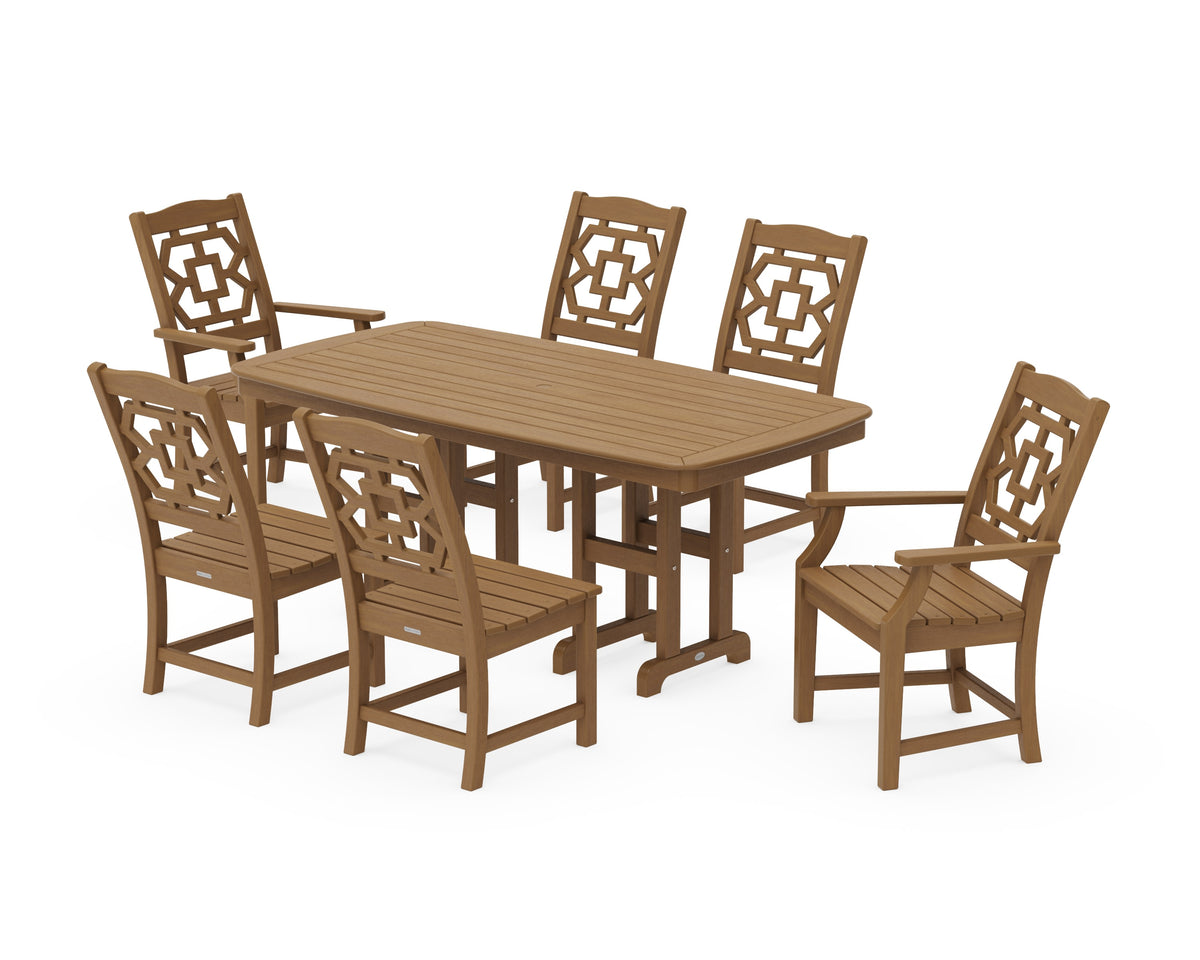 POLYWOOD Chinoiserie 7-Piece Dining Set in Natural