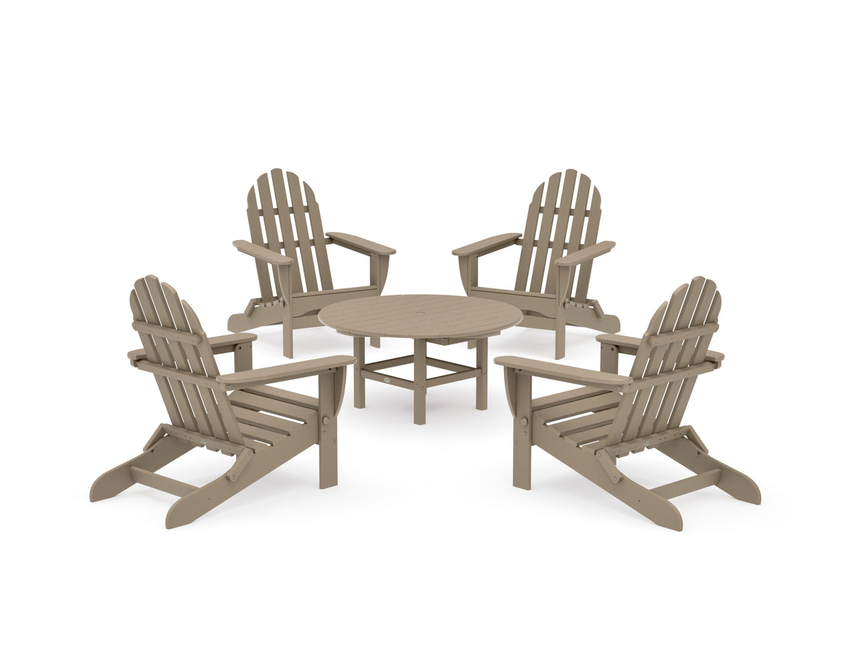 POLYWOOD Classic Folding Adirondack 5-Piece Conversation Group in Vintage Sahara