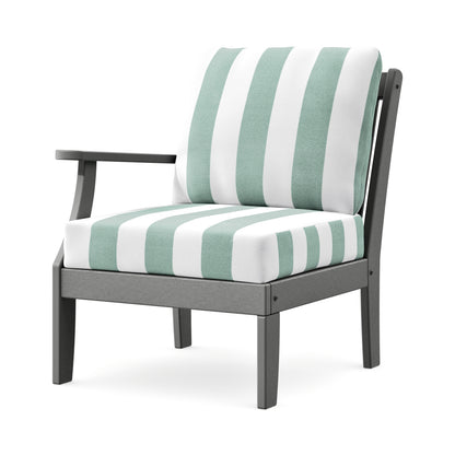 POLYWOOD Braxton Modular Left Arm Chair in Slate Grey / Cabana Stripe Glacier Spa