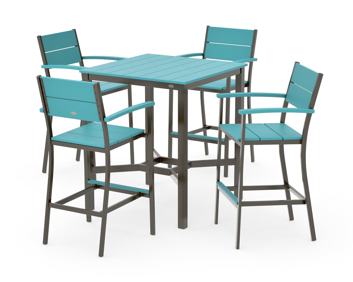 POLYWOOD Main Street 5-Piece Bar Set in Bronze / Aruba
