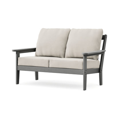 POLYWOOD Cottage Deep Seating Loveseat in Slate Grey / Dune Burlap